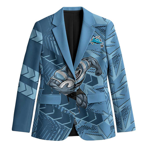 Cronulla Sutherland Sharks Rugby Blazer Fierce Mascot Geometric Tribal Art