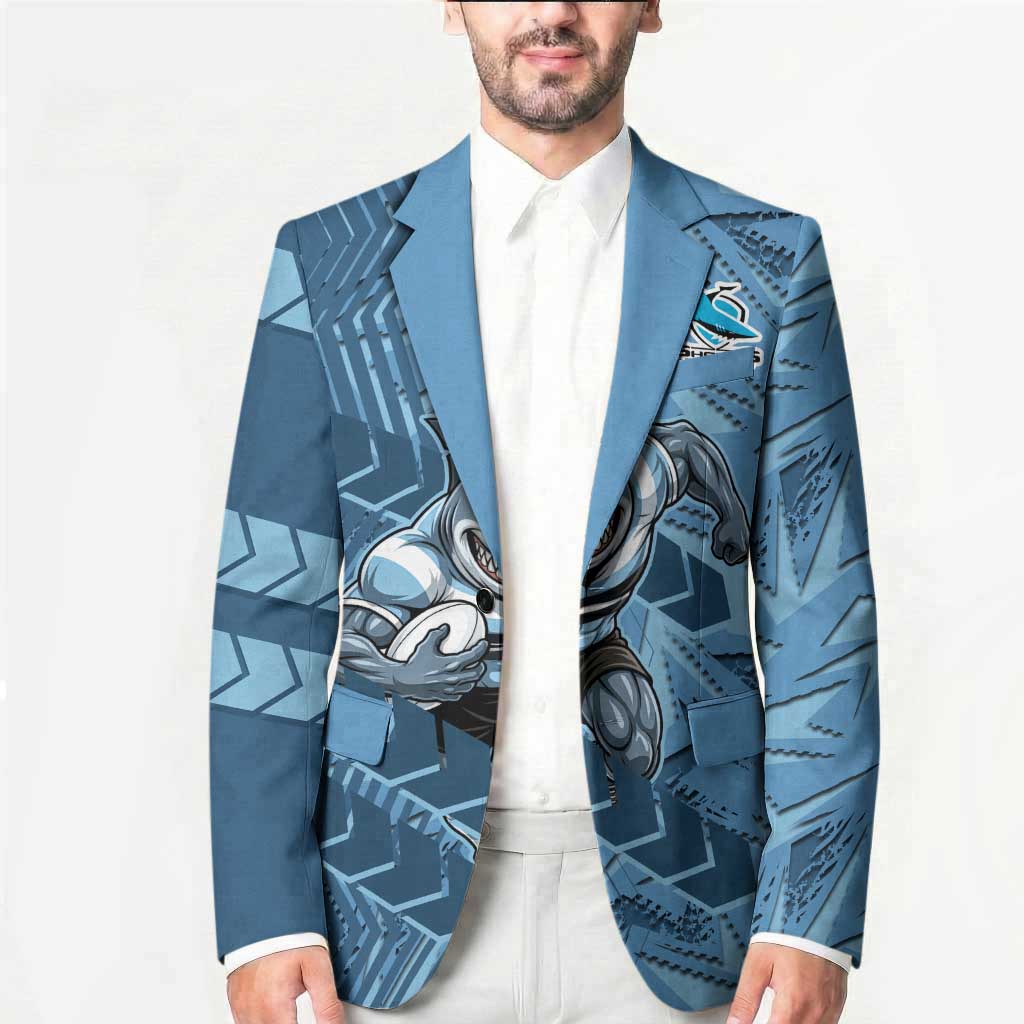 Cronulla Sutherland Sharks Rugby Blazer Fierce Mascot Geometric Tribal Art