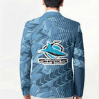 Cronulla Sutherland Sharks Rugby Blazer Fierce Mascot Geometric Tribal Art