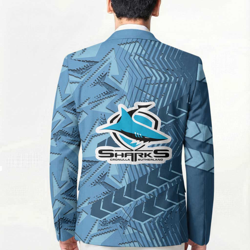Cronulla Sutherland Sharks Rugby Blazer Fierce Mascot Geometric Tribal Art