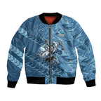 Cronulla Sutherland Sharks Rugby Bomber Jacket Fierce Mascot Geometric Tribal Art