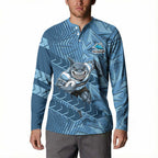 Cronulla Sutherland Sharks Rugby Button Sweatshirt Fierce Mascot Geometric Tribal Art