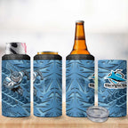 Cronulla Sutherland Sharks Rugby 4 in 1 Can Cooler Tumbler Fierce Mascot Geometric Tribal Art