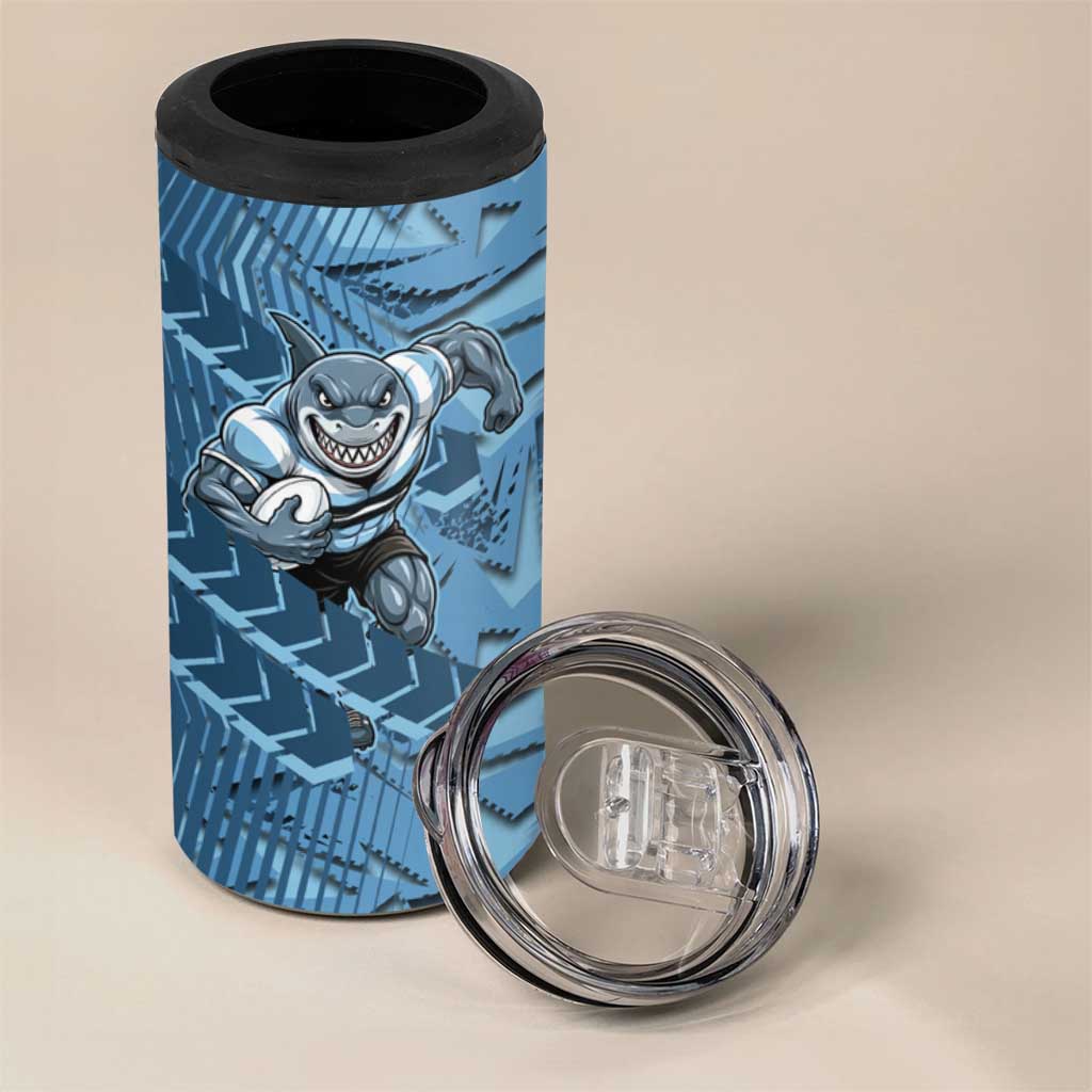 Cronulla Sutherland Sharks Rugby 4 in 1 Can Cooler Tumbler Fierce Mascot Geometric Tribal Art
