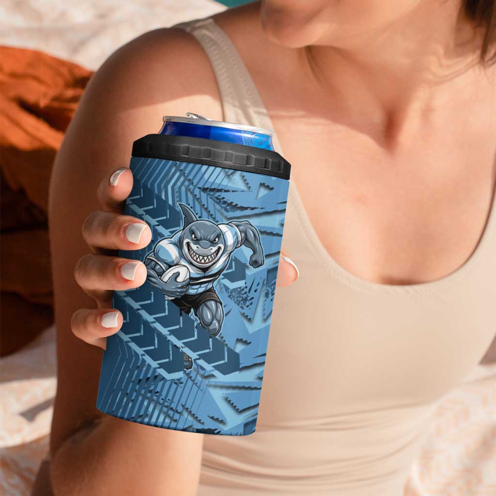 Cronulla Sutherland Sharks Rugby 4 in 1 Can Cooler Tumbler Fierce Mascot Geometric Tribal Art
