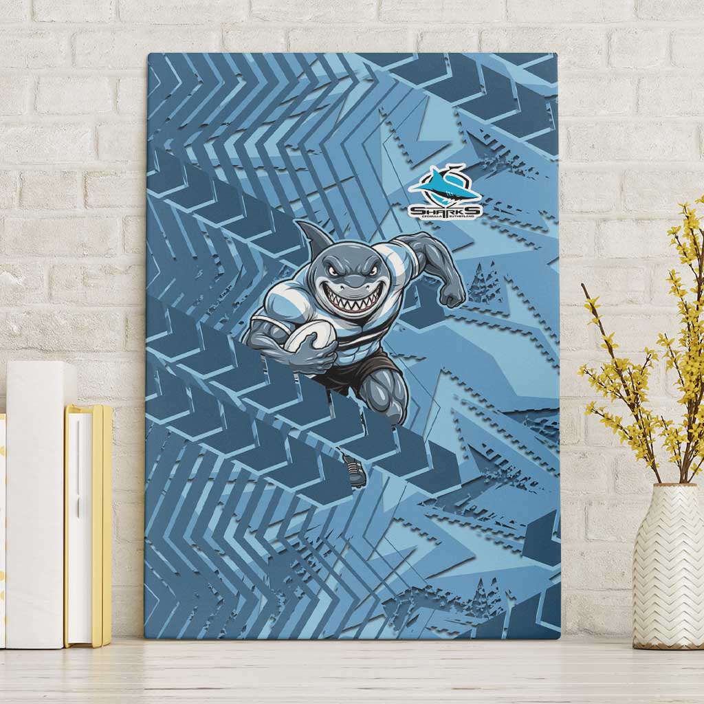 Cronulla Sutherland Sharks Rugby Canvas Wall Art Fierce Mascot Geometric Tribal Art