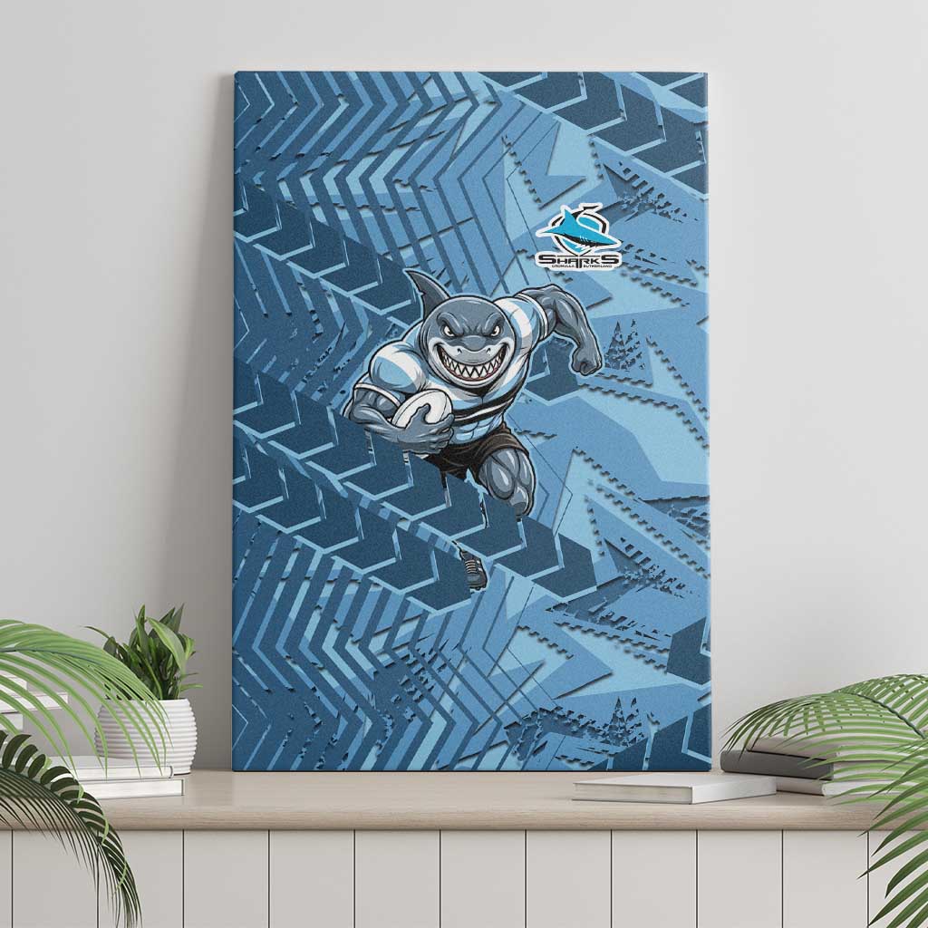 Cronulla Sutherland Sharks Rugby Canvas Wall Art Fierce Mascot Geometric Tribal Art