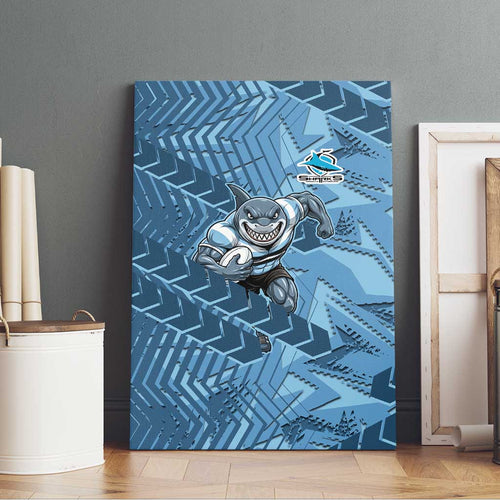 Cronulla Sutherland Sharks Rugby Canvas Wall Art Fierce Mascot Geometric Tribal Art