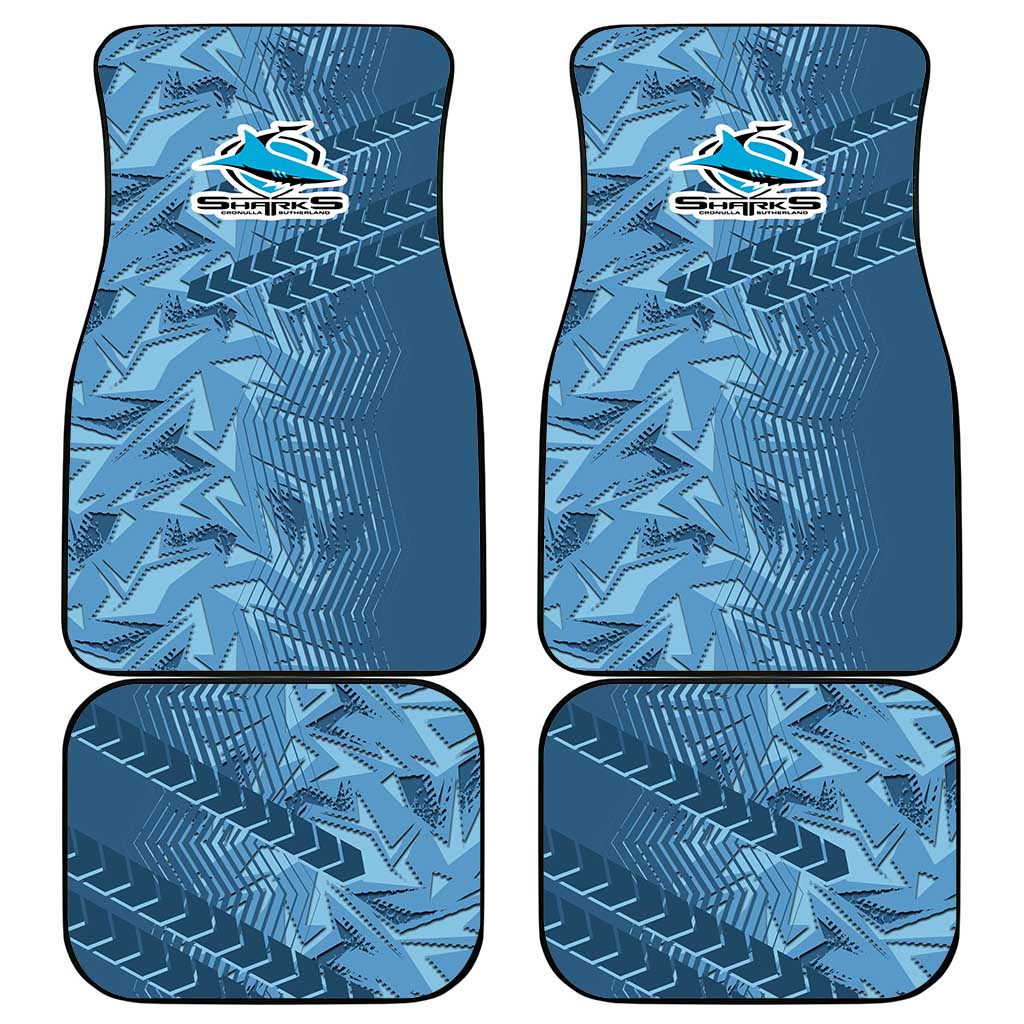 Cronulla Sutherland Sharks Rugby Car Mats Fierce Mascot Geometric Tribal Art