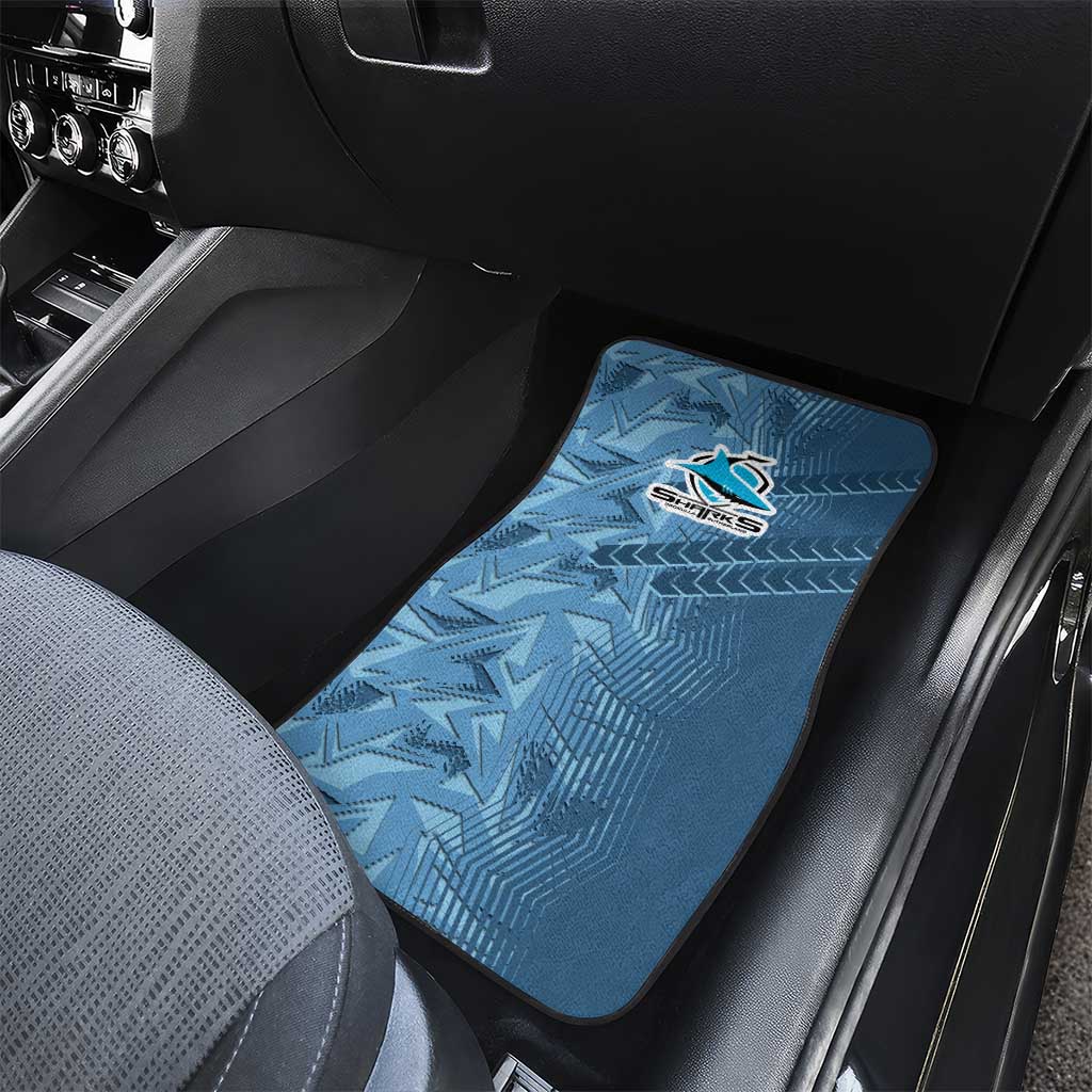 Cronulla Sutherland Sharks Rugby Car Mats Fierce Mascot Geometric Tribal Art
