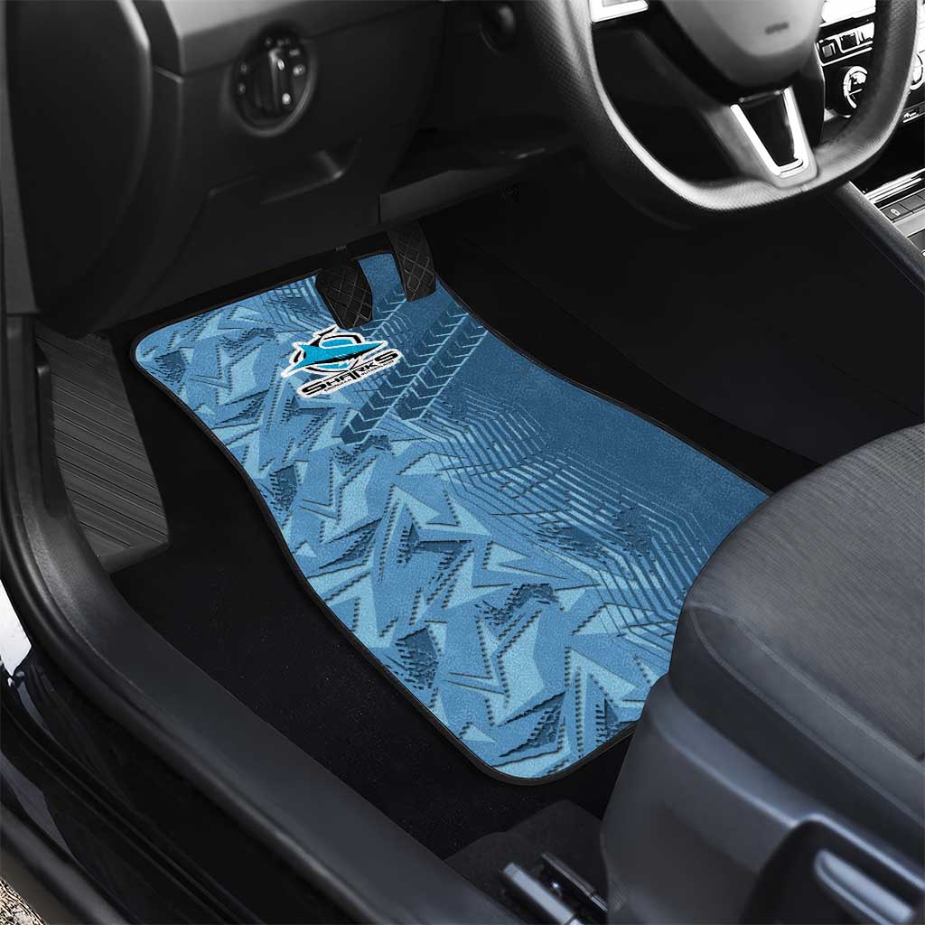 Cronulla Sutherland Sharks Rugby Car Mats Fierce Mascot Geometric Tribal Art