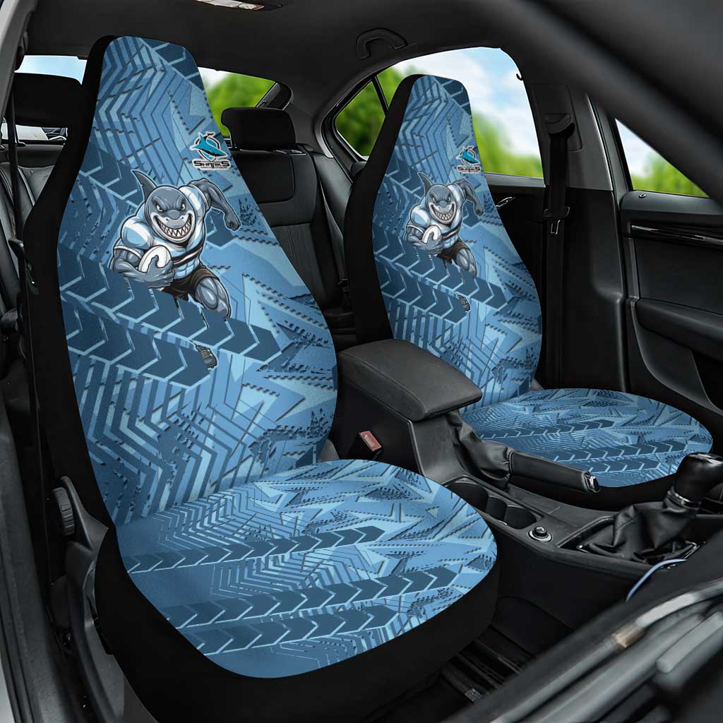 Cronulla Sutherland Sharks Rugby Car Seat Cover Fierce Mascot Geometric Tribal Art