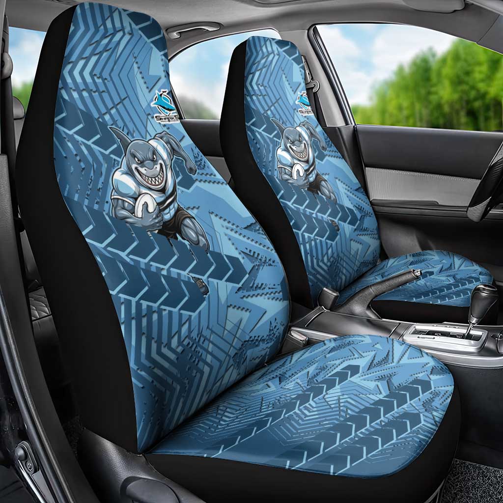 Cronulla Sutherland Sharks Rugby Car Seat Cover Fierce Mascot Geometric Tribal Art