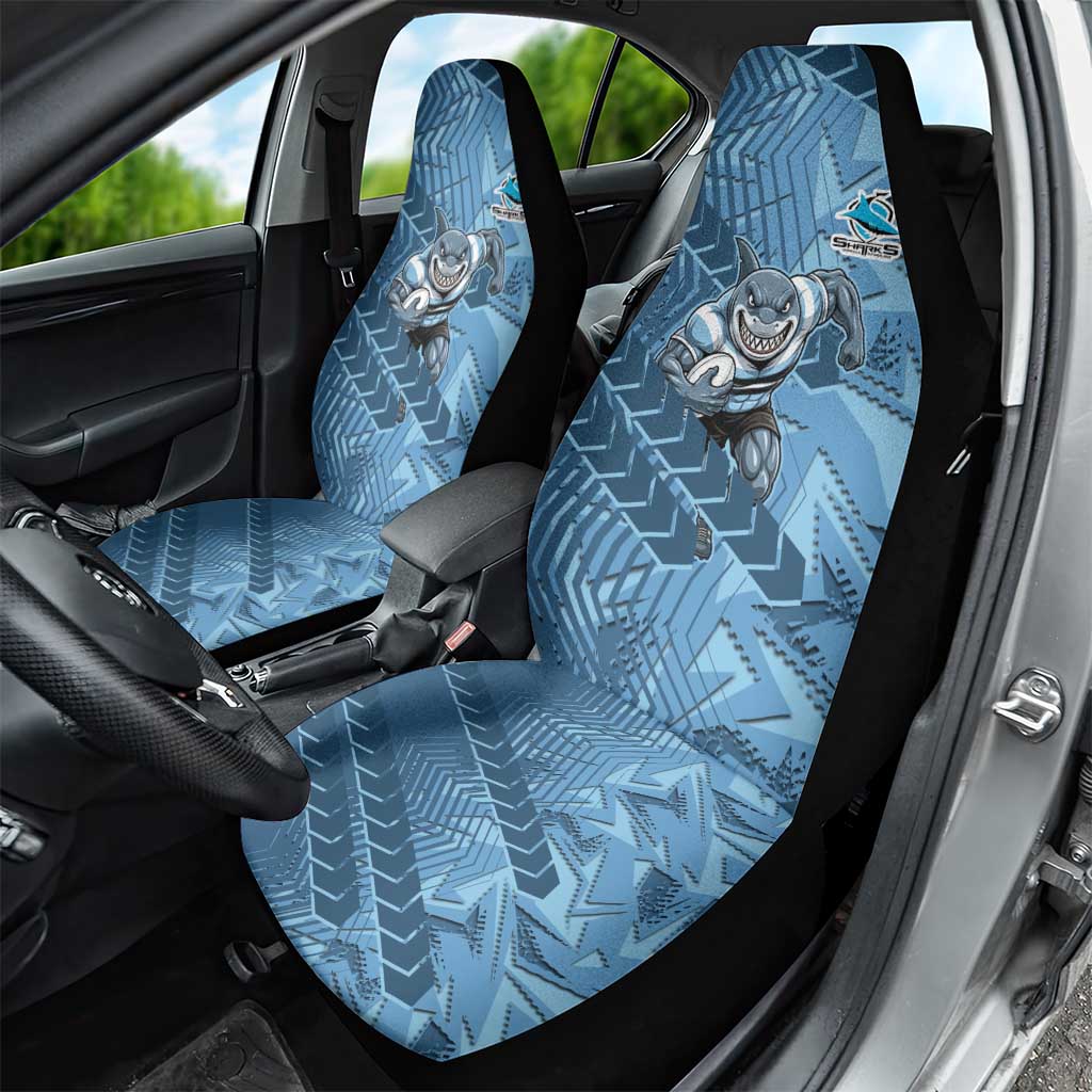 Cronulla Sutherland Sharks Rugby Car Seat Cover Fierce Mascot Geometric Tribal Art