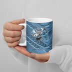 Cronulla Sutherland Sharks Rugby Ceramic Mug Fierce Mascot Geometric Tribal Art