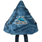 Cronulla Sutherland Sharks Rugby Cloak Fierce Mascot Geometric Tribal Art