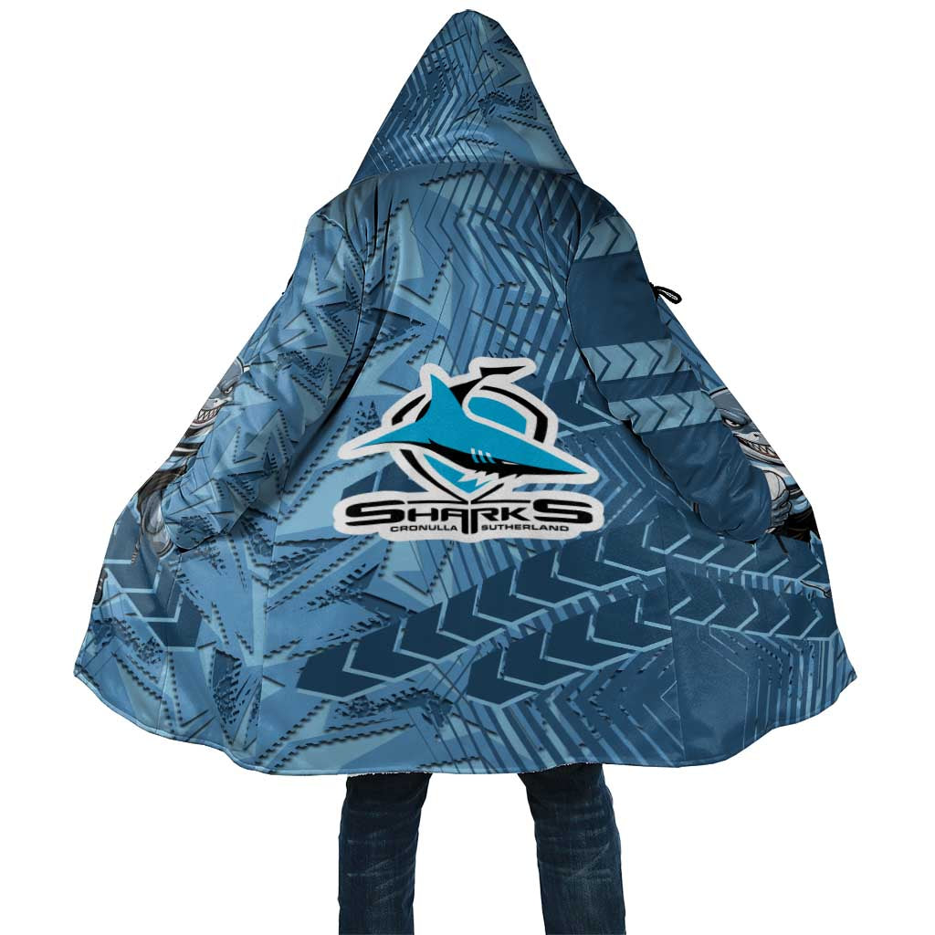 Cronulla Sutherland Sharks Rugby Cloak Fierce Mascot Geometric Tribal Art