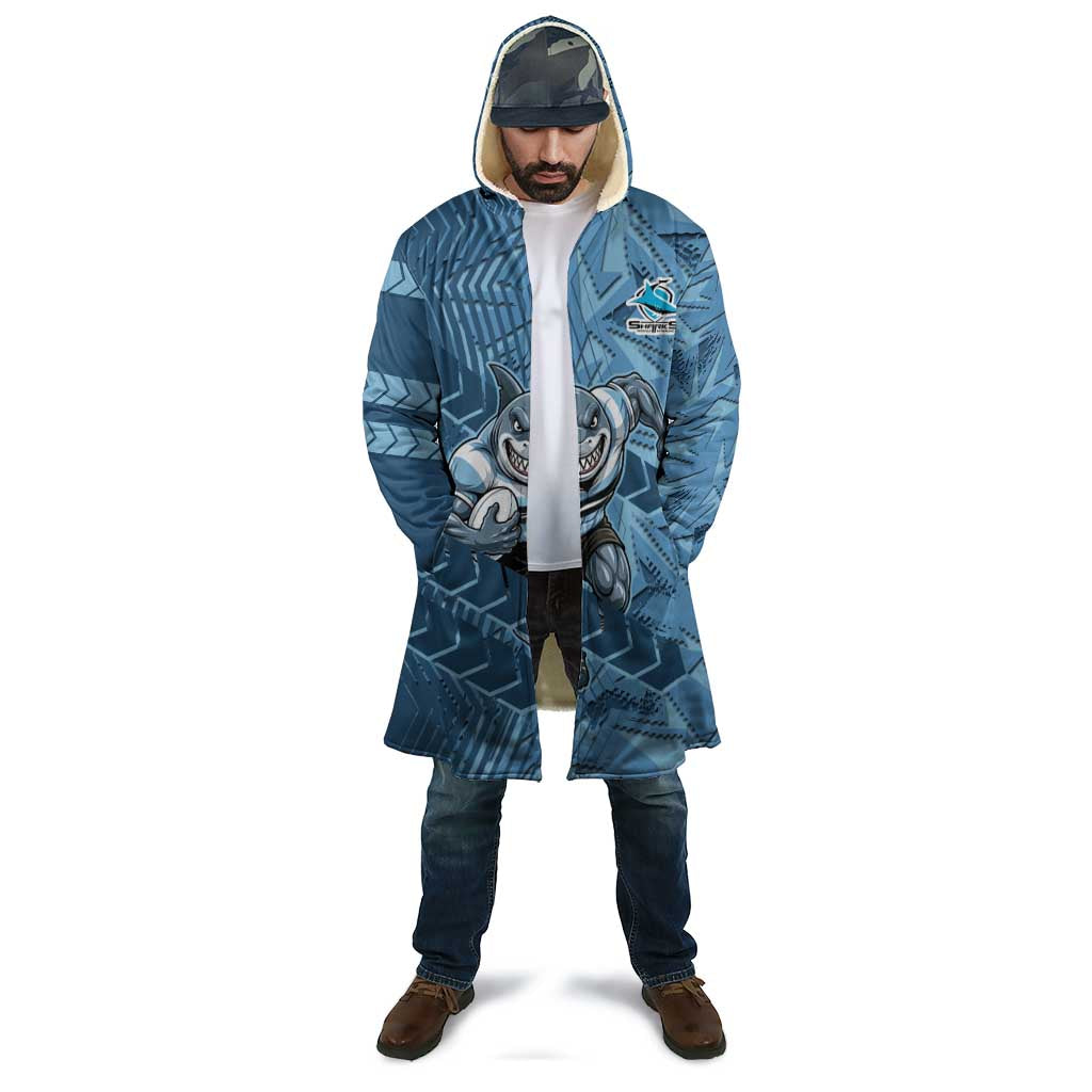 Cronulla Sutherland Sharks Rugby Cloak Fierce Mascot Geometric Tribal Art