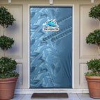 Cronulla Sutherland Sharks Rugby Door Cover Fierce Mascot Geometric Tribal Art