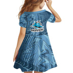 Cronulla Sutherland Sharks Rugby Family Matching Mermaid Dress and Hawaiian Shirt Fierce Mascot Geometric Tribal Art