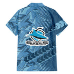 Cronulla Sutherland Sharks Rugby Family Matching Mermaid Dress and Hawaiian Shirt Fierce Mascot Geometric Tribal Art