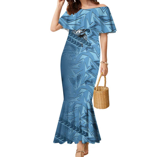 Cronulla Sutherland Sharks Rugby Family Matching Mermaid Dress and Hawaiian Shirt Fierce Mascot Geometric Tribal Art