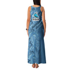 Cronulla Sutherland Sharks Rugby Family Matching Tank Maxi Dress and Hawaiian Shirt Fierce Mascot Geometric Tribal Art