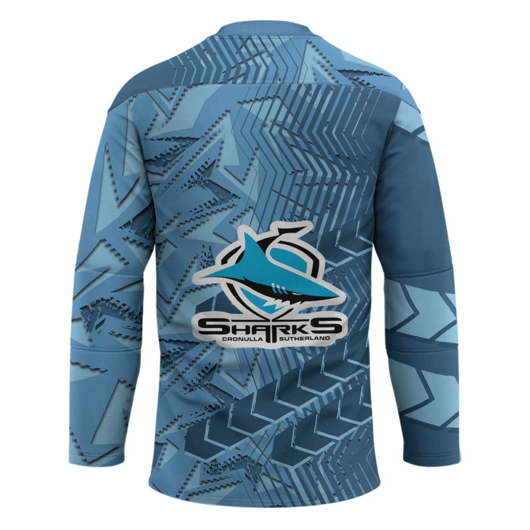 Cronulla Sutherland Sharks Rugby Hockey Jersey Fierce Mascot Geometric Tribal Art