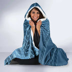 Cronulla Sutherland Sharks Rugby Hooded Blanket Fierce Mascot Geometric Tribal Art