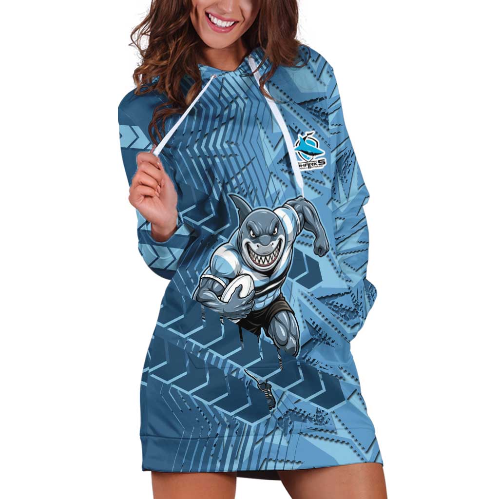 Cronulla Sutherland Sharks Rugby Hoodie Dress Fierce Mascot Geometric Tribal Art