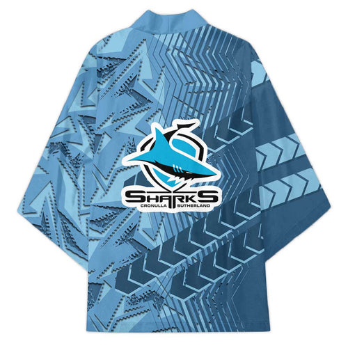Cronulla Sutherland Sharks Rugby Kimono Fierce Mascot Geometric Tribal Art
