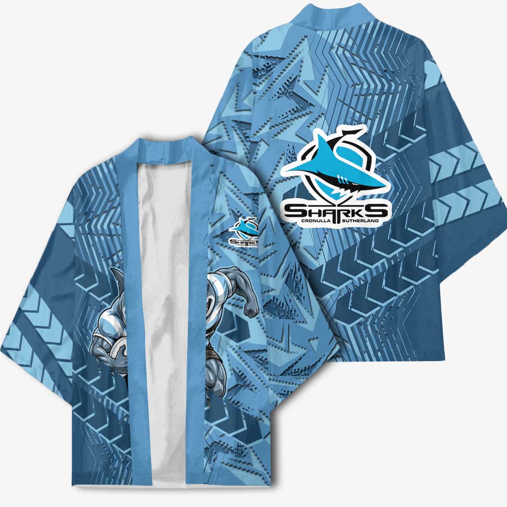 Cronulla Sutherland Sharks Rugby Kimono Fierce Mascot Geometric Tribal Art