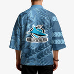 Cronulla Sutherland Sharks Rugby Kimono Fierce Mascot Geometric Tribal Art