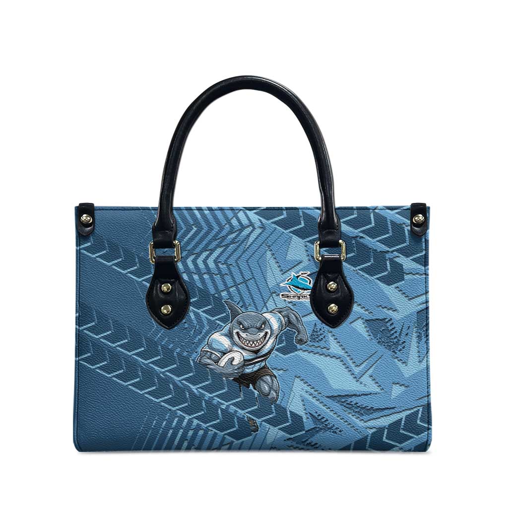 Cronulla Sutherland Sharks Rugby Leather Bag Fierce Mascot Geometric Tribal Art
