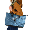 Cronulla Sutherland Sharks Rugby Leather Tote Bag Fierce Mascot Geometric Tribal Art