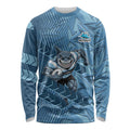 Cronulla Sutherland Sharks Rugby Long Sleeve Shirt Fierce Mascot Geometric Tribal Art