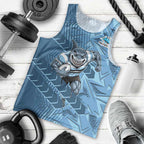Cronulla Sutherland Sharks Rugby Men Tank Top Fierce Mascot Geometric Tribal Art