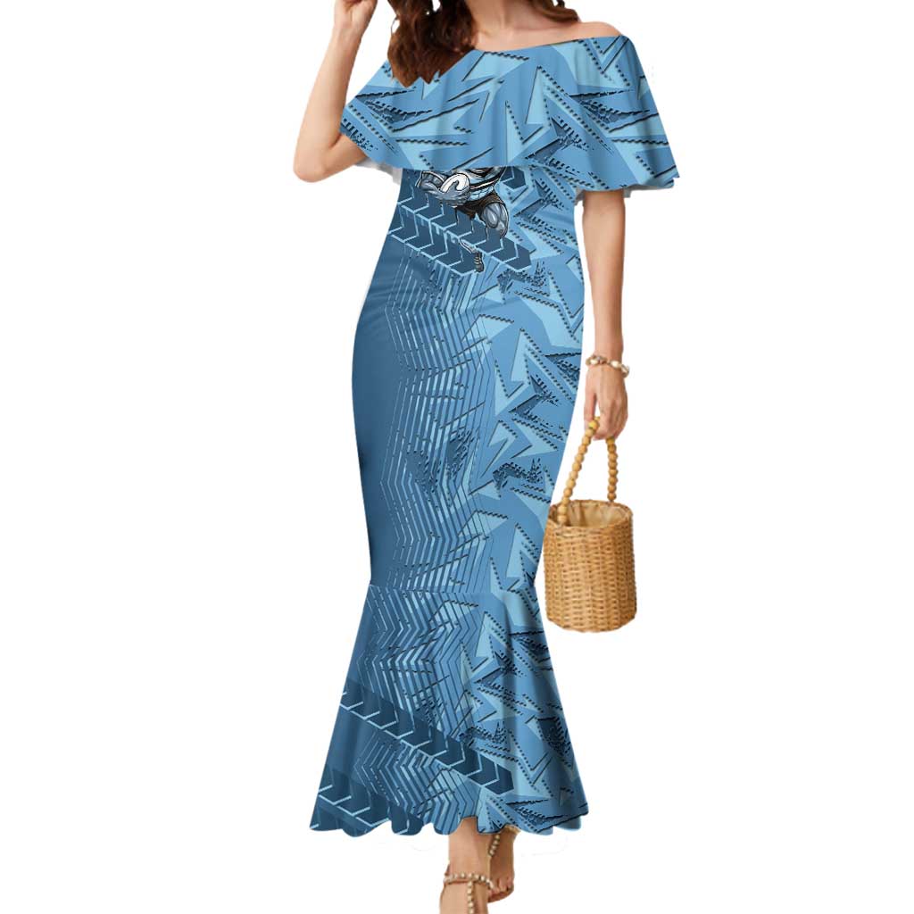 Cronulla Sutherland Sharks Rugby Mermaid Dress Fierce Mascot Geometric Tribal Art