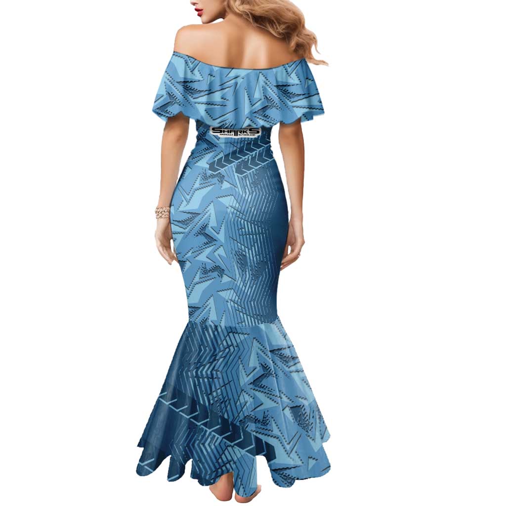 Cronulla Sutherland Sharks Rugby Mermaid Dress Fierce Mascot Geometric Tribal Art