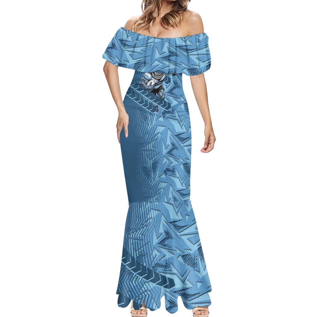 Cronulla Sutherland Sharks Rugby Mermaid Dress Fierce Mascot Geometric Tribal Art