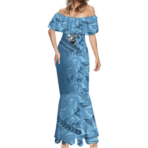 Cronulla Sutherland Sharks Rugby Mermaid Dress Fierce Mascot Geometric Tribal Art