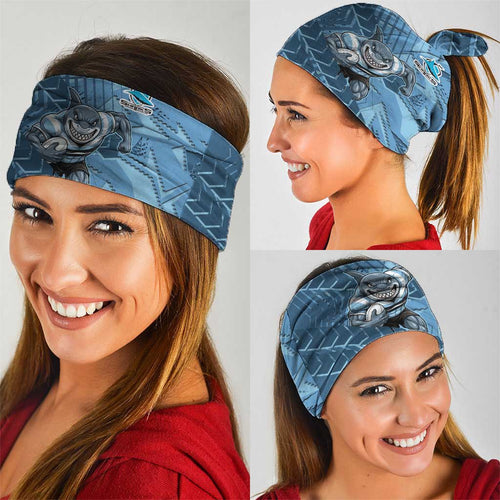 Cronulla Sutherland Sharks Rugby Neck Gaiter Fierce Mascot Geometric Tribal Art