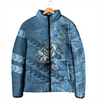 Cronulla Sutherland Sharks Rugby Padded Jacket Fierce Mascot Geometric Tribal Art