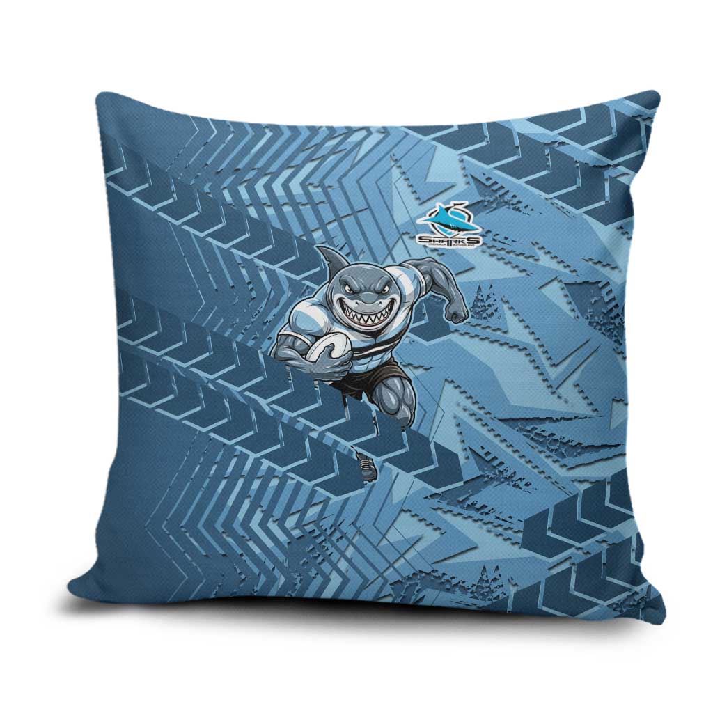 Cronulla Sutherland Sharks Rugby Pillow Cover Fierce Mascot Geometric Tribal Art