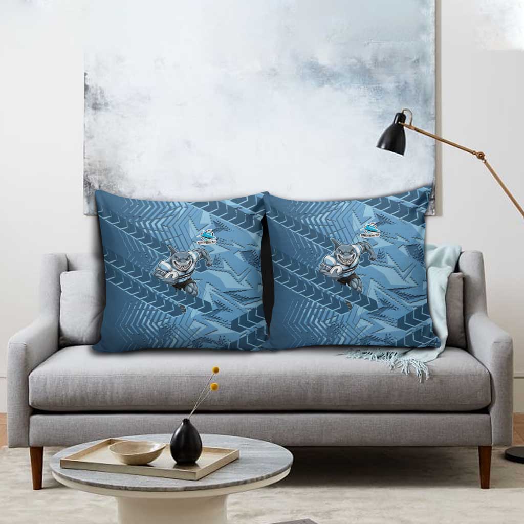 Cronulla Sutherland Sharks Rugby Pillow Cover Fierce Mascot Geometric Tribal Art