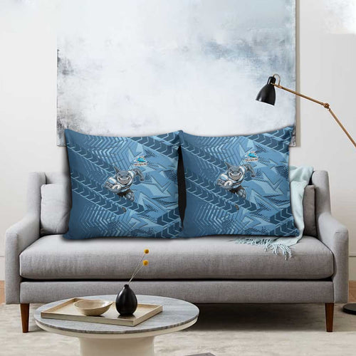 Cronulla Sutherland Sharks Rugby Pillow Cover Fierce Mascot Geometric Tribal Art