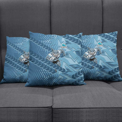 Cronulla Sutherland Sharks Rugby Pillow Cover Fierce Mascot Geometric Tribal Art