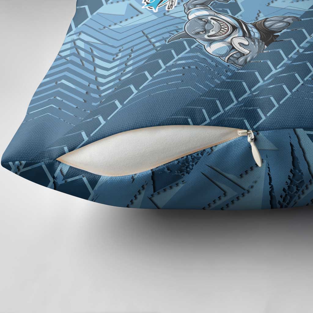 Cronulla Sutherland Sharks Rugby Pillow Cover Fierce Mascot Geometric Tribal Art