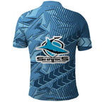 Cronulla Sutherland Sharks Rugby Polo Shirt Fierce Mascot Geometric Tribal Art