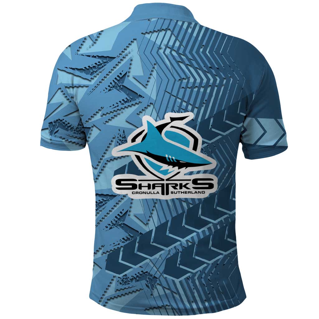 Cronulla Sutherland Sharks Rugby Polo Shirt Fierce Mascot Geometric Tribal Art